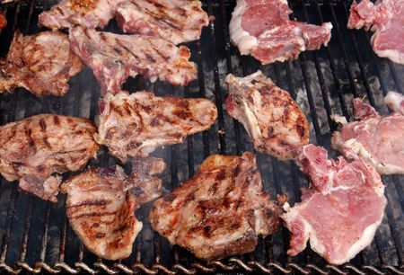 Preparing barbecue on classical wayの写真素材