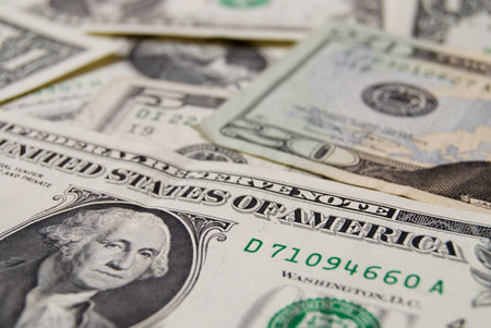 Heap of dollar banknote in close up