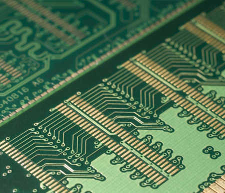 Close up of back side of computer ddr memory