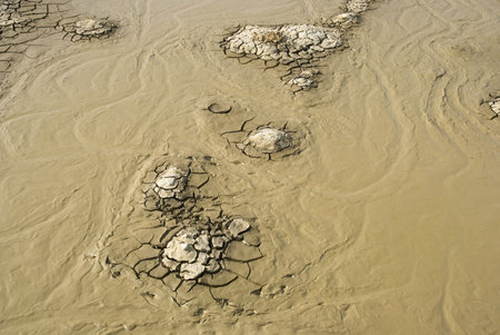 Close up of yellow mud in a moor