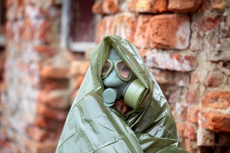 Protective wear and mask for nuclear, bio and chemical protectionの写真素材