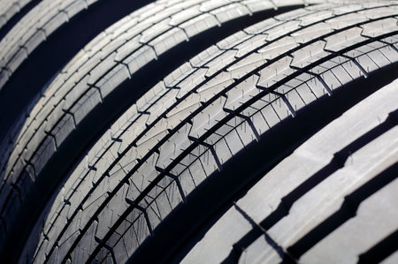 Close up photo of new truck tires