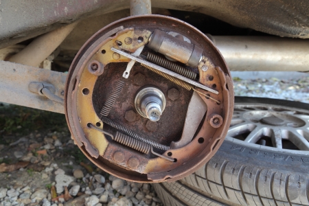Repairing of old drum brakesの写真素材