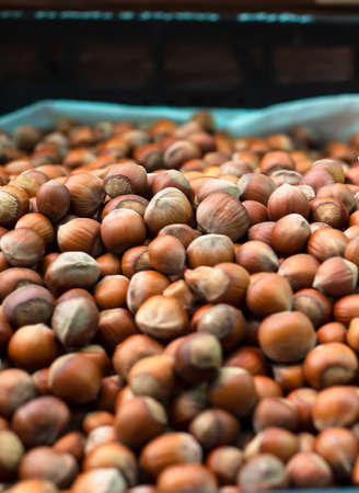 background from hazelnuts. Healthy, nutritious foods.の写真素材