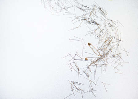 Sewing themes. Tailor's pins background. Copy space for text.の写真素材