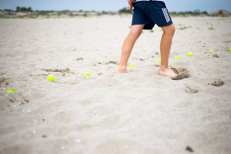 Sports on the beach. Exercises for the legs.
