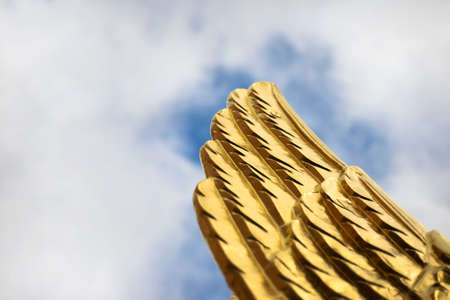 Hollow wing against the sky with clouds.の写真素材