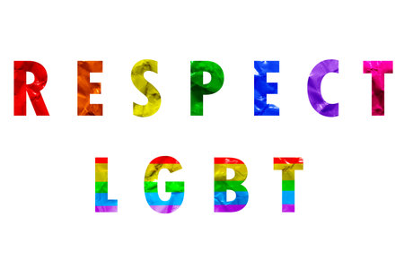 Respect text for lgbt with colors of flag from lgbtの写真素材