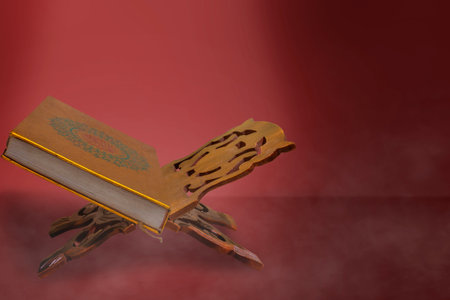 holy book quran on red background
