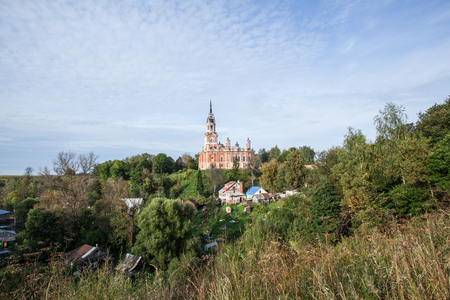 Novo-Nikolsky Cathedral. Mozhajskij Kremlin, Mozhaysk, Russia. Church on the hillの写真素材