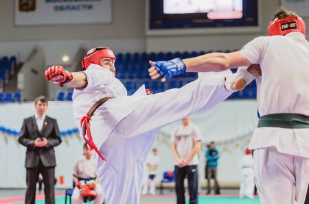 Ramenskoye, Moscow region, Russia - February 2, 2013: the championship of Moscow region on Kyokushinkai karate among young men.のeditorial素材