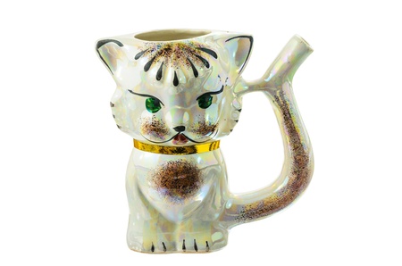 Porcelain mug cat on a white background. の写真素材