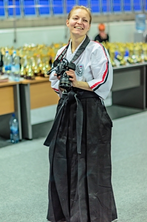 RAMENSKOYE, MOSCOW REGION, RUSSIA - APRIL 2013: the championship of Russia on sports contact karate. An unidentified athletes are on the carpet.のeditorial素材
