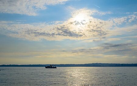 The Bosphorus separating Turkey and Istanbul on the European and Asian parts.の写真素材