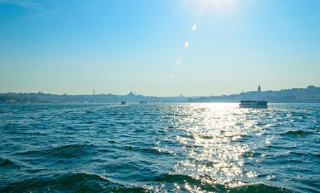 View of Istanbul from the side of the Bosphorus Strait.の写真素材