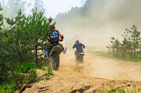 LYTKARINO, MOSCOW REGION, RUSSIA - 18 MAY 2013: motocross cup motor club "Forsazh". On the track athletes at number 43 Knyaginin Alexander.のeditorial素材