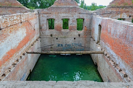 Destroyed Paramonovskie warehouses in Rostov-on-don, Russia.の写真素材