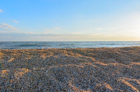 Doljanskaya spit separating the sea of Azov and Taganrog Bay.の写真素材
