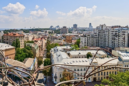 Panorama of the city from the height of the bell tower of the Cathedral of St. Sophia, Kiev, Ukraine.の写真素材