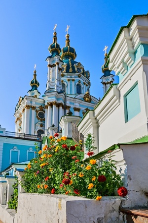 St. Andrew's Church in Kiev, Ukraine, Bartolomeo Rastrelli built in 1754.の写真素材