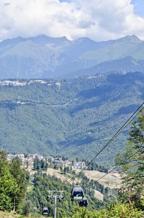 SOCHI, RUSSIA - AUGUST 8: Ski resort Rosa Khutor ahead of the Olympics in 2014 in the event of the trip to Sochi on August 8, 2012.のeditorial素材