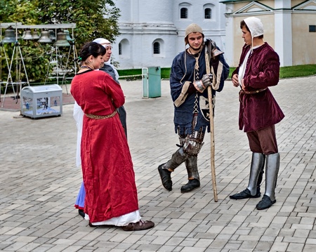 YAROSLAVL, RUSSIA - AUGUST 24: Joust is held on the territory of the monastery in the event of travel around the Golden Ring of Russia, Yaroslavl, August 24, 2013.のeditorial素材
