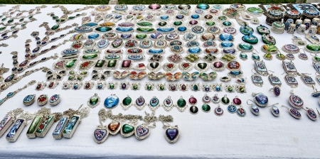 ROSTOV THE GREAT, RUSSIA - AUGUST 25: Pottery and enamel are popular among tourists in the event of the trip to the Golden Ring of Russia, August 25, 2013.のeditorial素材