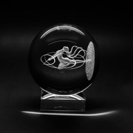 Laser engraving inside the glass, made by a company LaserGraphicArt, Moscow, Russia.のeditorial素材