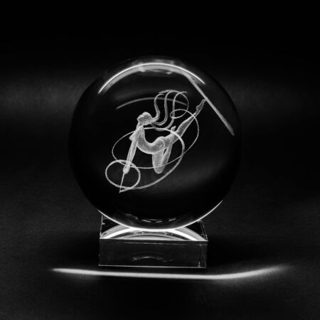 Laser engraving inside the glass, made by a company LaserGraphicArt, Moscow, Russia.のeditorial素材