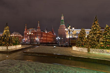 Types of Moscow at night on Christmas eve.