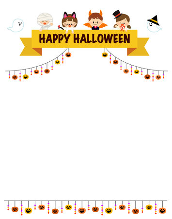 Halloween Fun Halloween Party with Childrenのイラスト素材