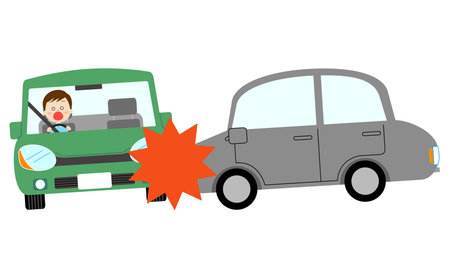 a car that was hit from the left sideのイラスト素材