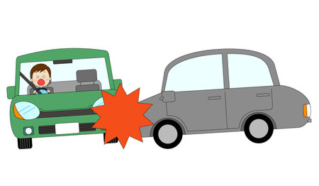 a car that was hit from the left sideのイラスト素材