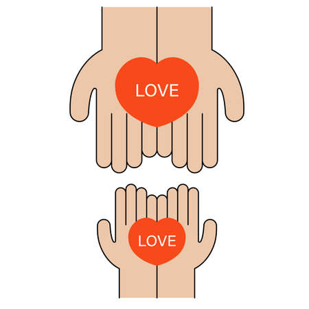 The hands of adults and the hands of children who give each other their feelingsのイラスト素材