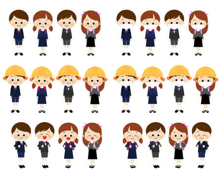 A set of children enrolling in elementary schoolのイラスト素材