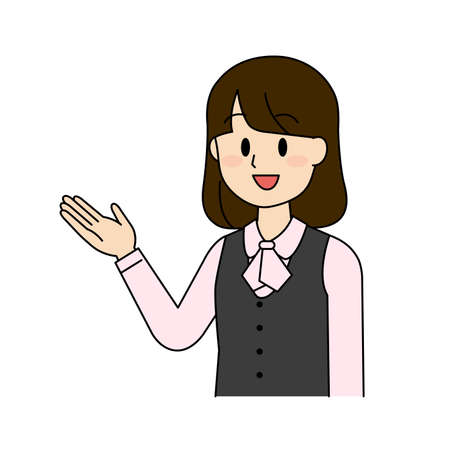 A woman in uniform showing the guideのイラスト素材