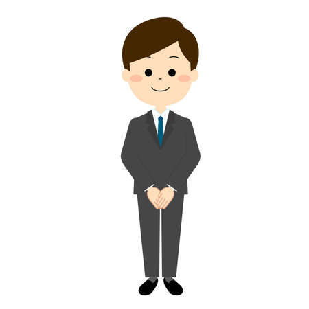 A man in a suit standing with her hands on top of each otherのイラスト素材
