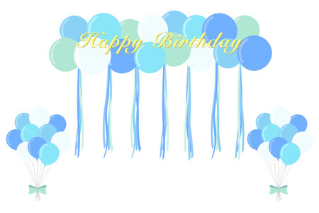 Balloon Garland Birthday Decoration Blueのイラスト素材