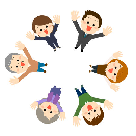 People with hands upのイラスト素材