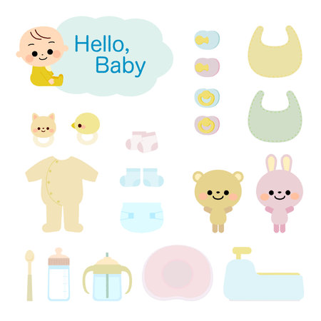 Baby Parenting Item Setのイラスト素材