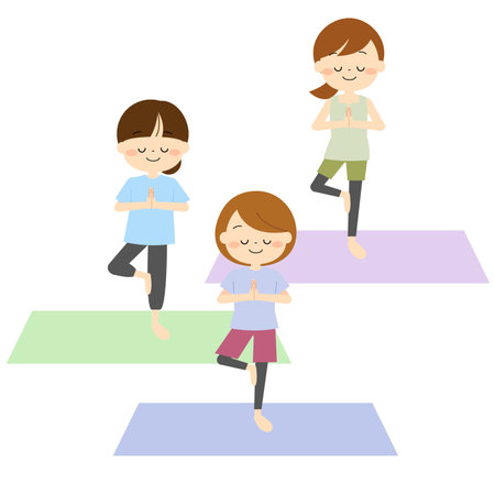 Young women doing yogaのイラスト素材