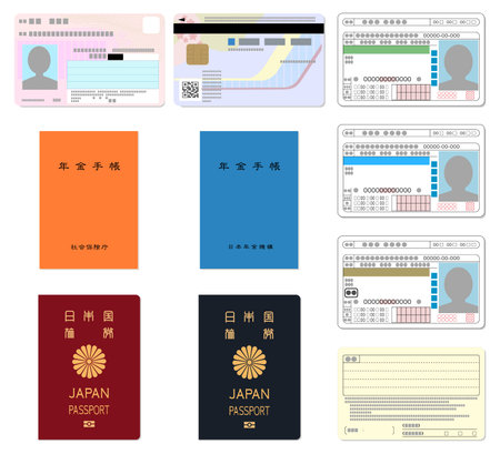 Various personal identification cards with shadowsのイラスト素材