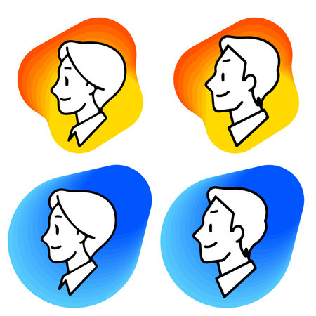 Female Male Smiling Profile with Backgroundのイラスト素材