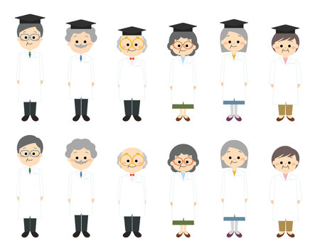 Senior generation researchers and doctors setのイラスト素材
