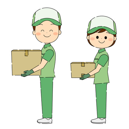 Staff carrying luggage with a smileのイラスト素材