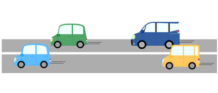 Four passenger cars on the roadのイラスト素材