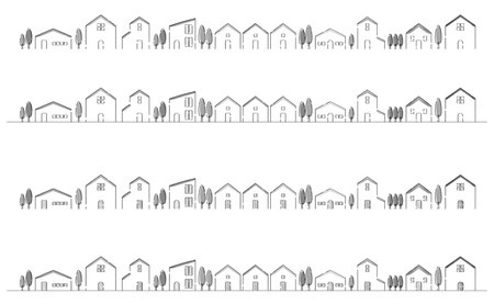 The house has a white base behind the tree.のイラスト素材