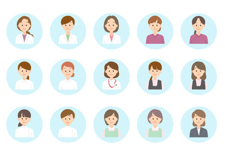 Icon set of people working in medical institutionsのイラスト素材