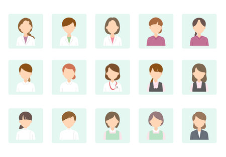 Icon set of people working in medical institutionsのイラスト素材