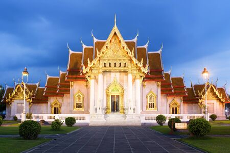 Wat Benchamabophit  Marble  Temple  in Bangkok at dusk の写真素材